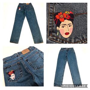 Vintage Jordache Frida Kahlo High Rise Mom Jeans Blue Sz 28